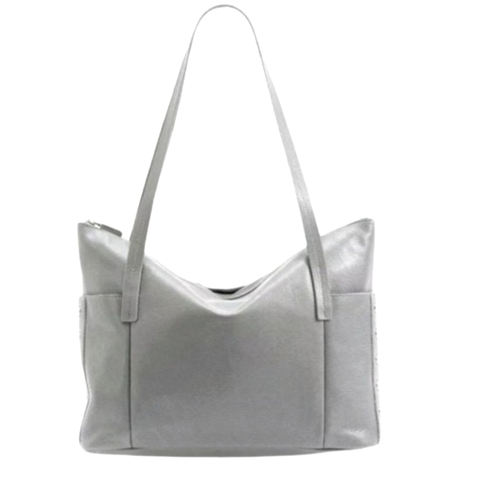 Hammitt Women's Addie Large Embossed Leather Tote Bag Steel Blue